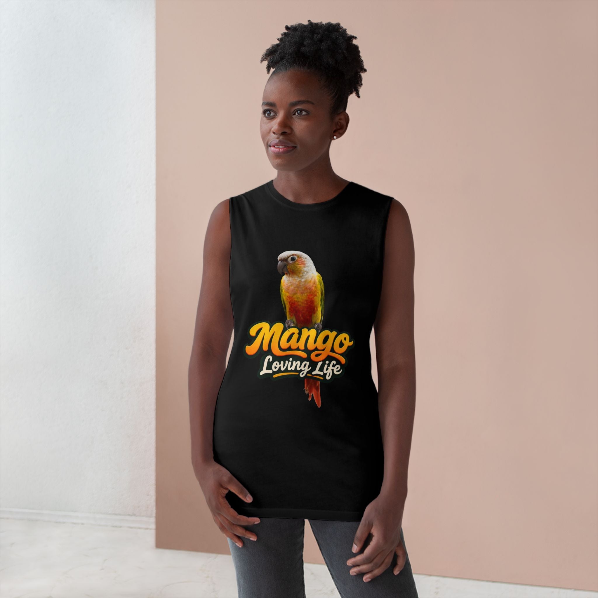 Mango Loving Life Tank Top — Sun Conure Parrot Graphic Tank