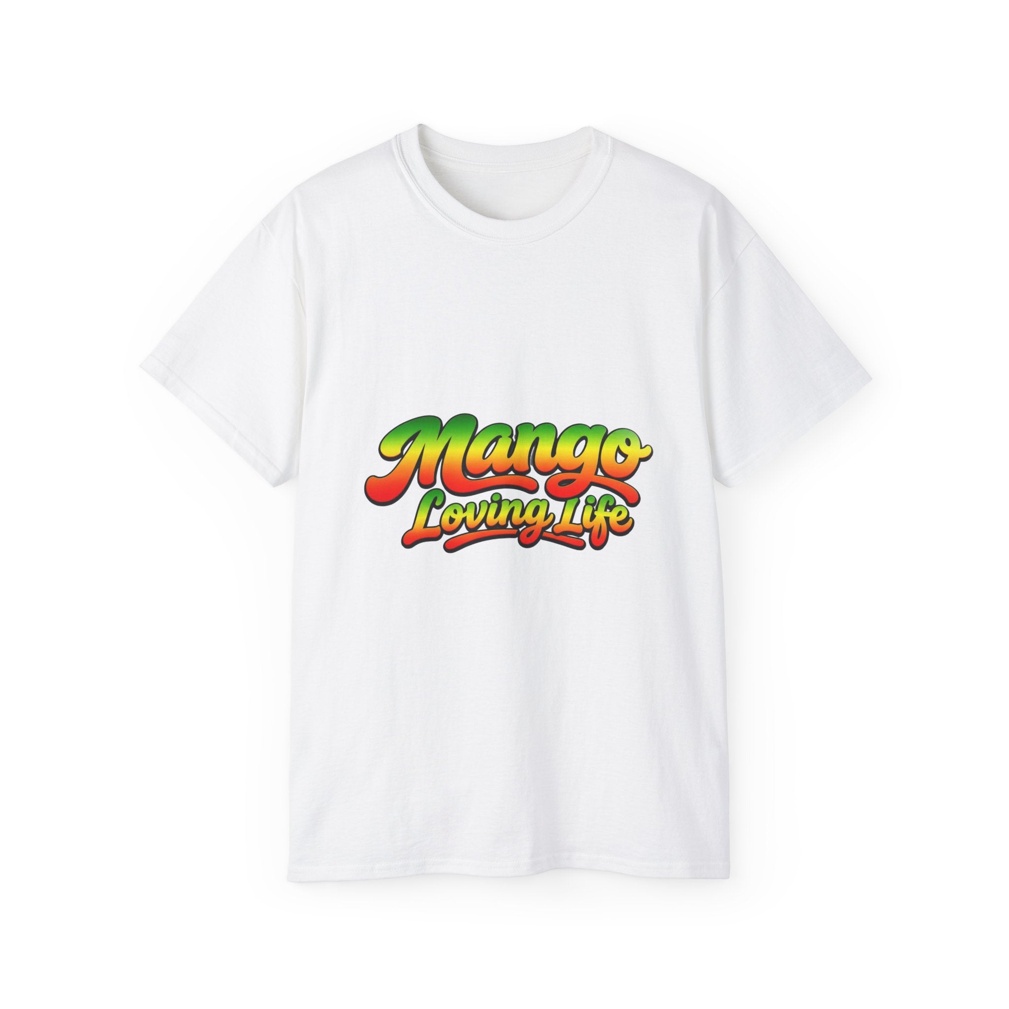 T-Shirt — "Mango Loving Life" Colorful Retro Fruit Graphic Tee