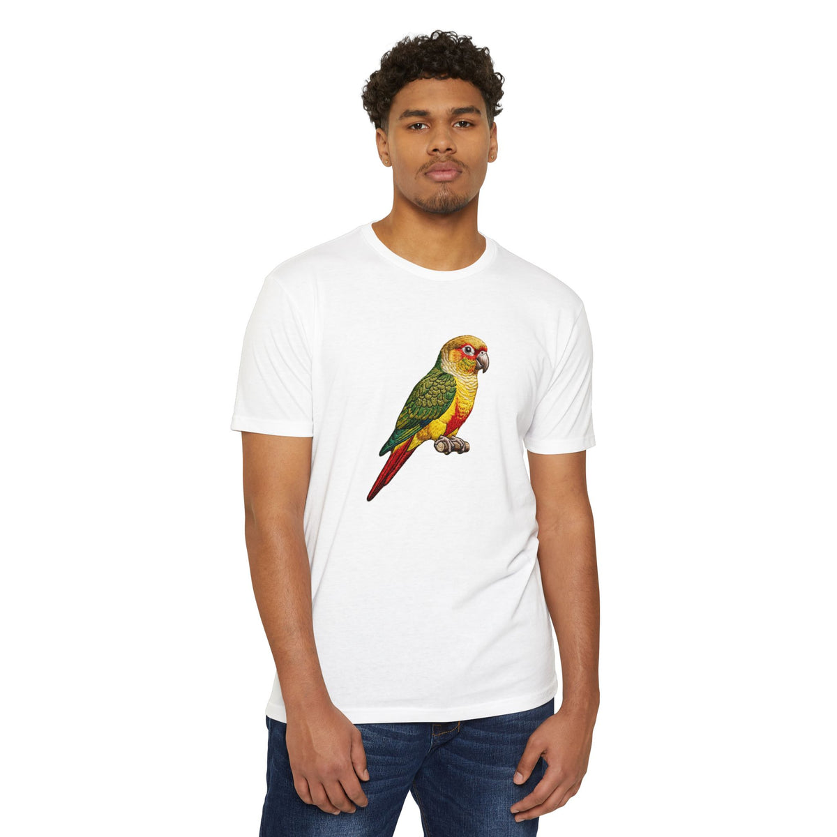 Green Cheek Conure Parrot T-Shirt — Vintage Tropical Bird Tee