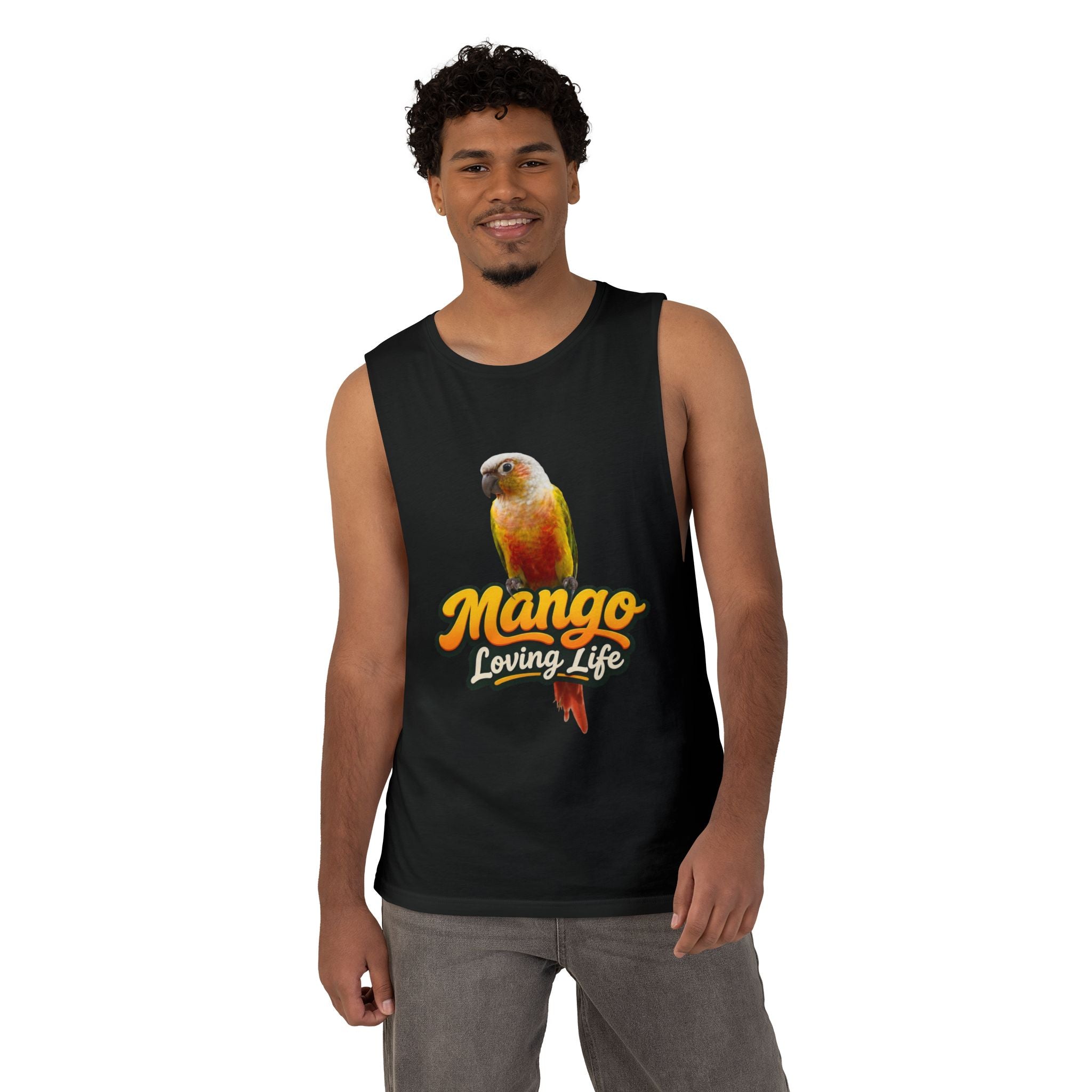 Mango Loving Life Tank Top — Sun Conure Parrot Graphic Tank