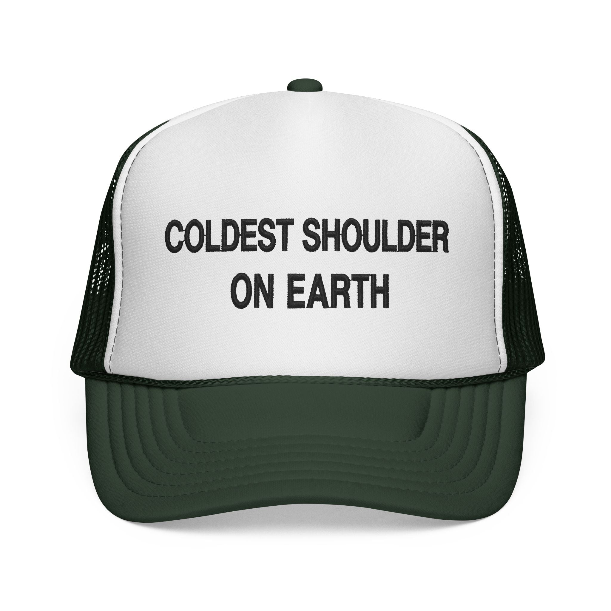Trucker Cap — "Coldest Shoulder in the West" Embroidered Mesh Hat