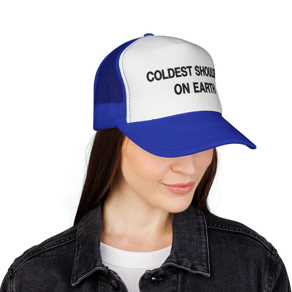 Trucker Cap — "Coldest Shoulder in the West" Embroidered Mesh Hat