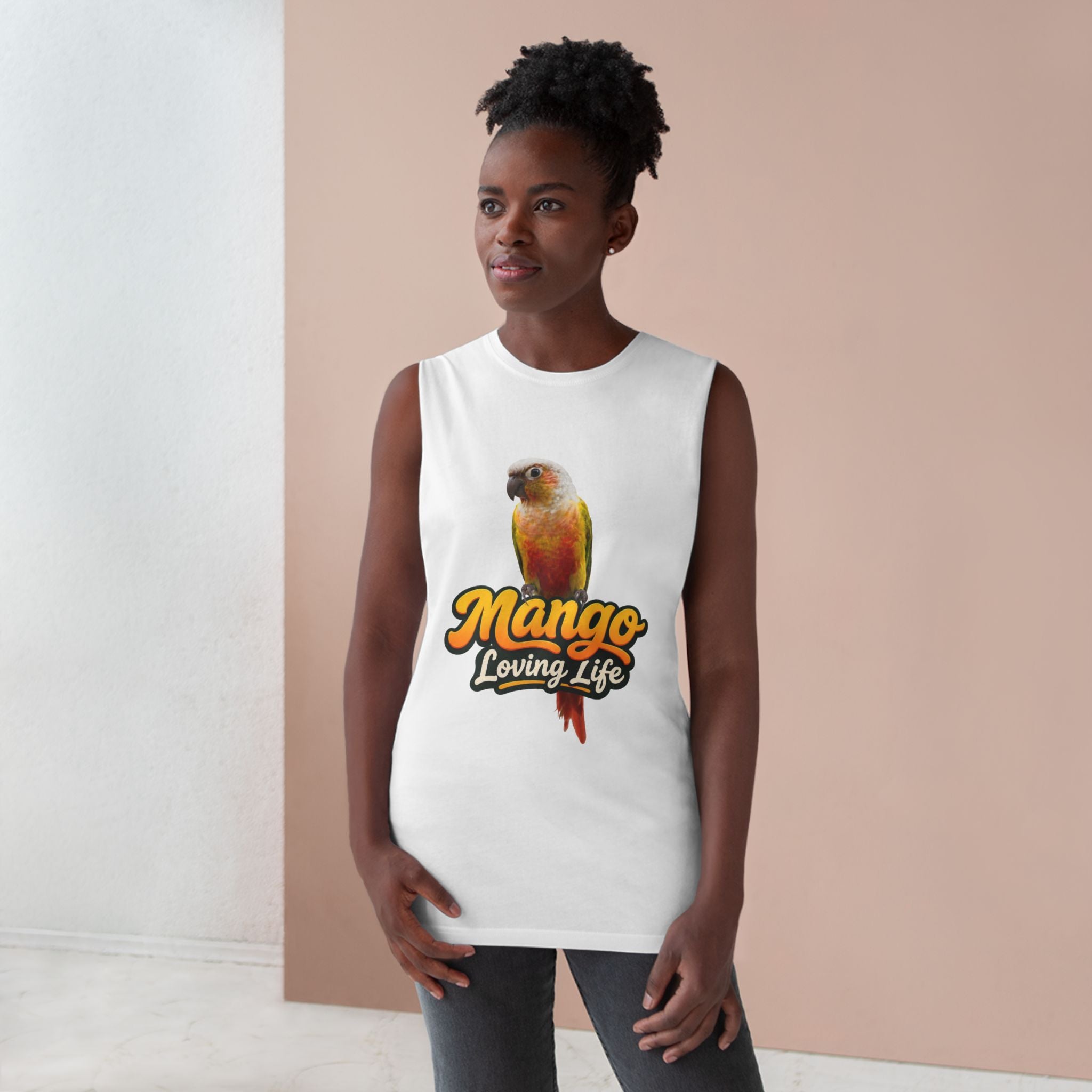 Mango Loving Life Tank Top — Sun Conure Parrot Graphic Tank