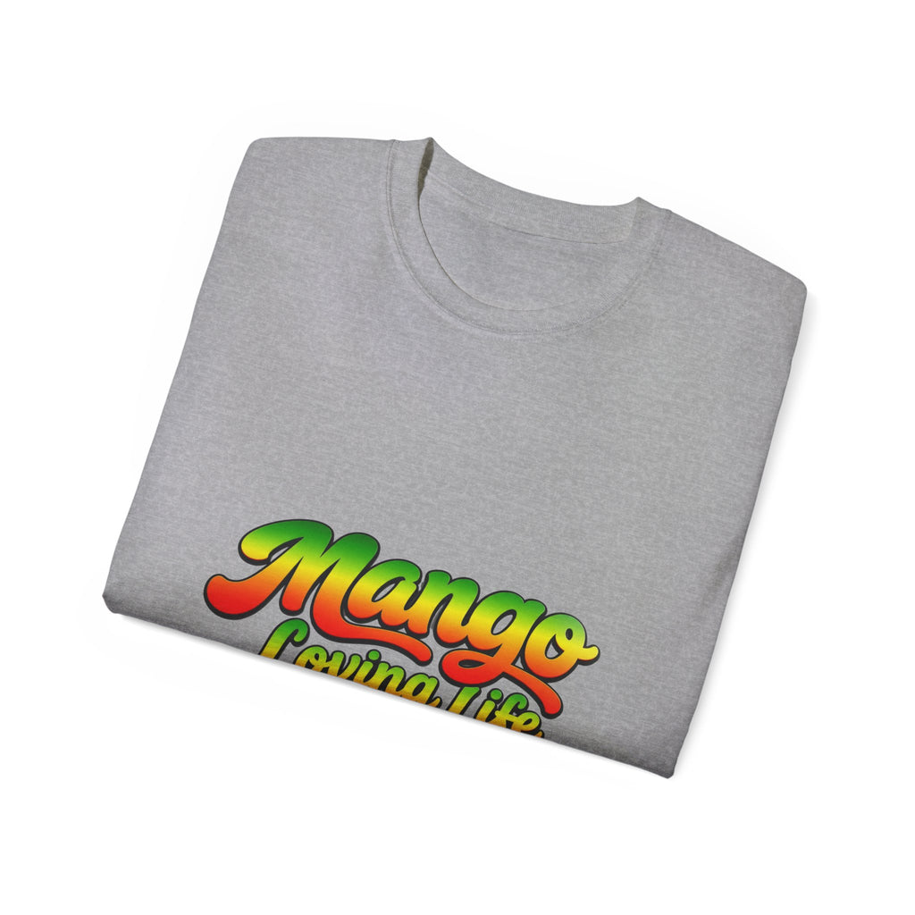 T-Shirt — "Mango Loving Life" Colorful Retro Fruit Graphic Tee