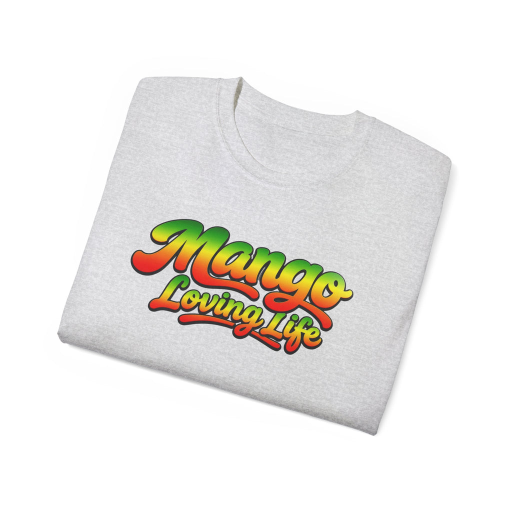 T-Shirt — "Mango Loving Life" Colorful Retro Fruit Graphic Tee