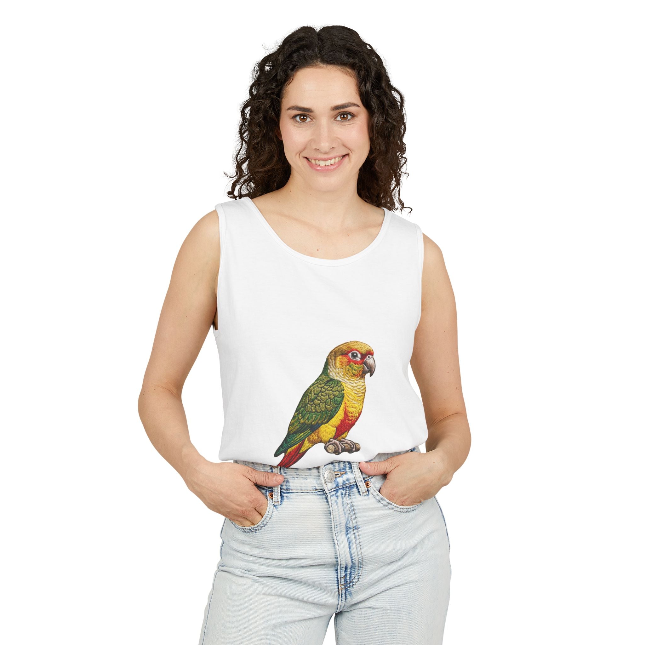 Parrot Vintage Print Tank Top — Colorful Conure Bird Graphic