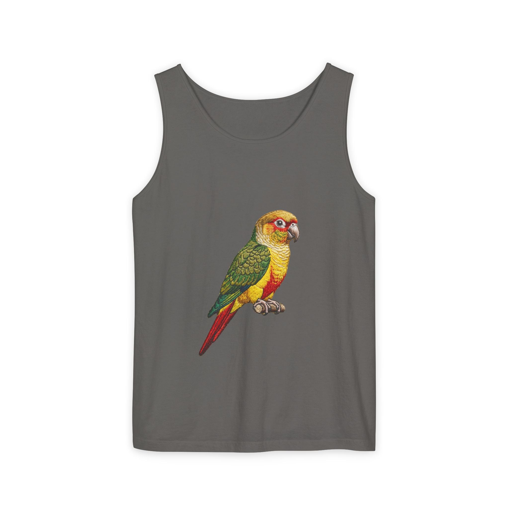 Parrot Vintage Print Tank Top — Colorful Conure Bird Graphic