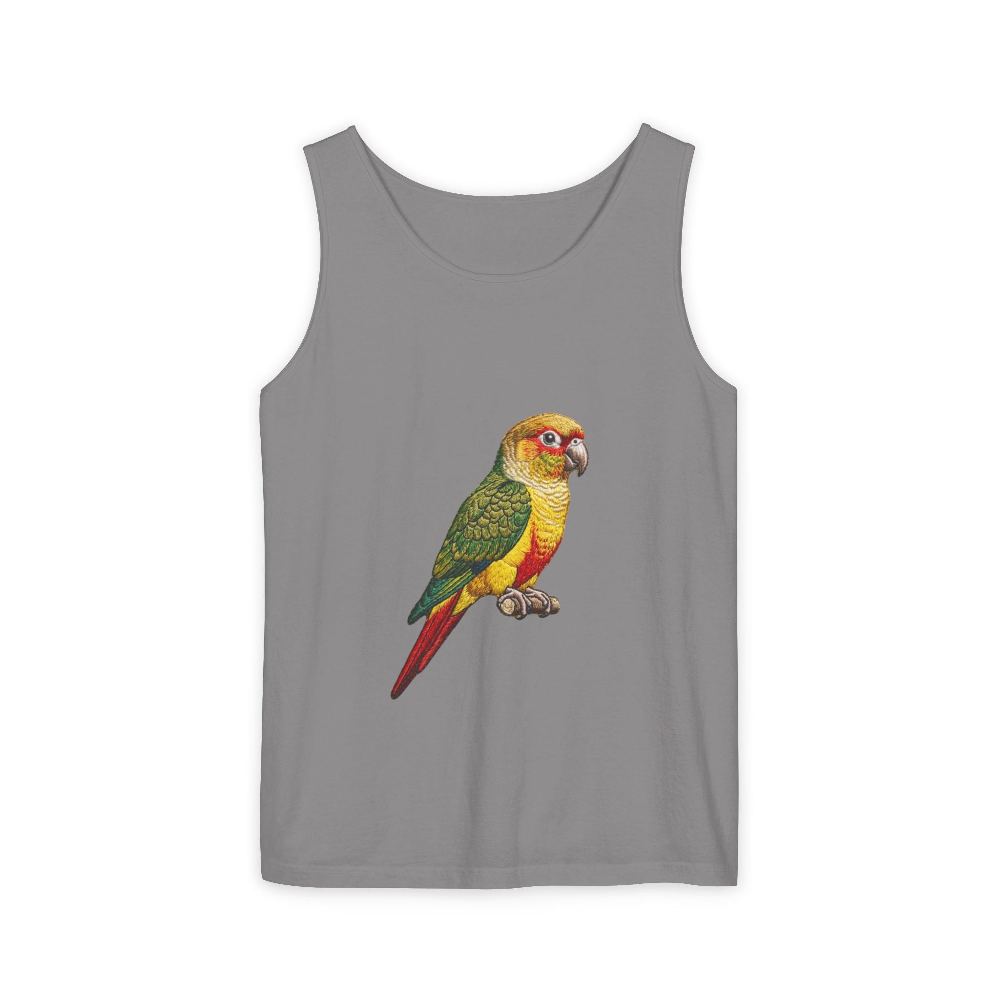 Parrot Vintage Print Tank Top — Colorful Conure Bird Graphic