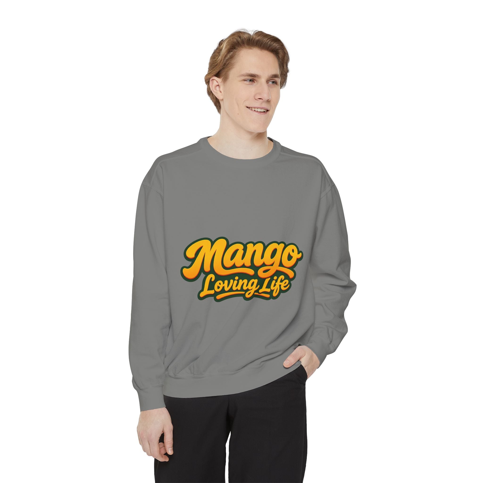 Mango Loving Life Sweatshirt — Retro Tropical Graphic Sweatshirt