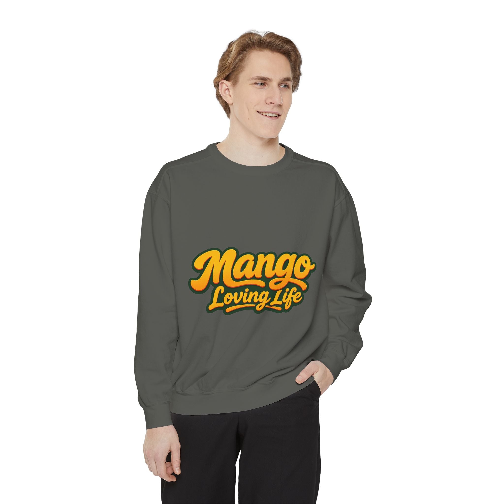 Mango Loving Life Sweatshirt — Retro Tropical Graphic Sweatshirt