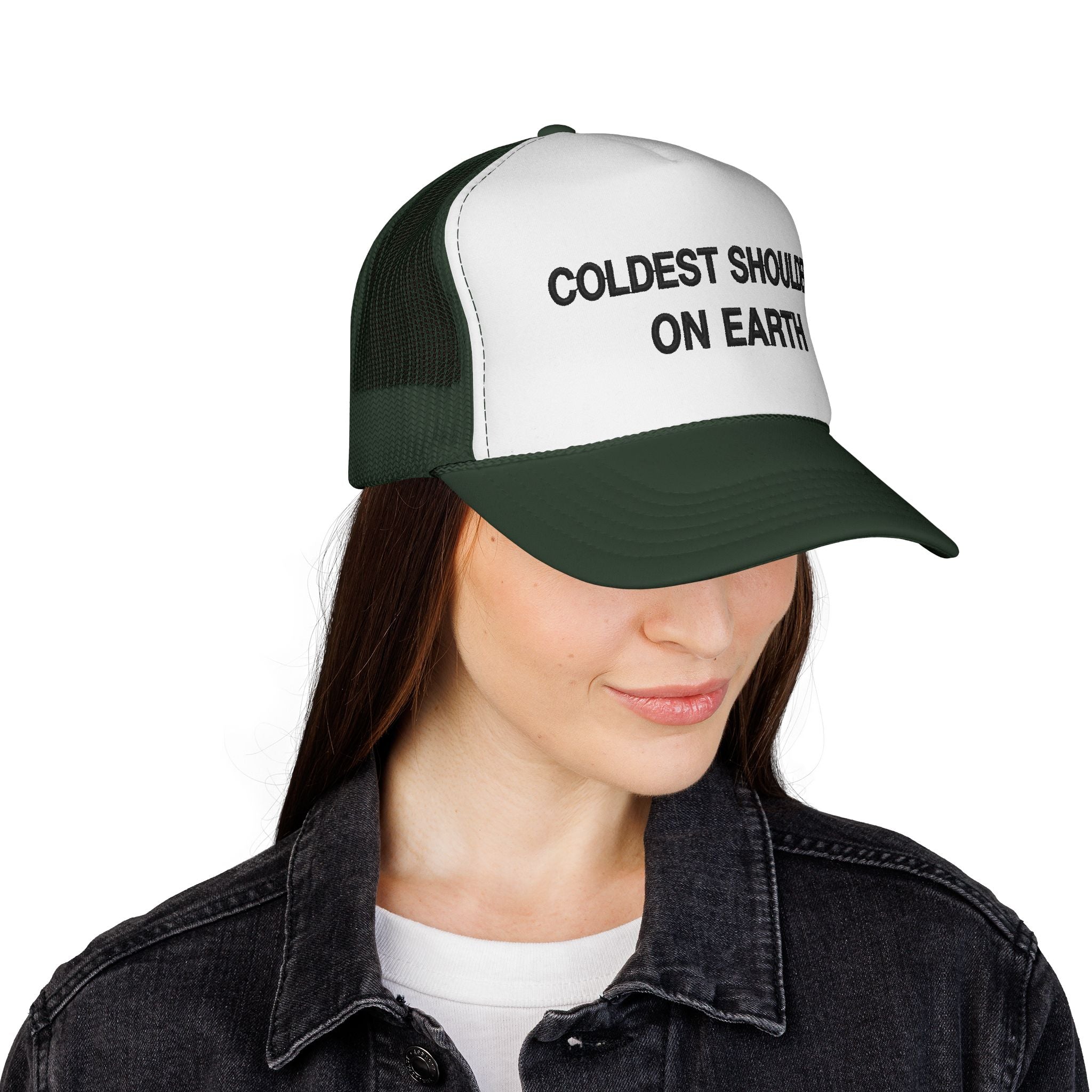 Trucker Cap — "Coldest Shoulder in the West" Embroidered Mesh Hat