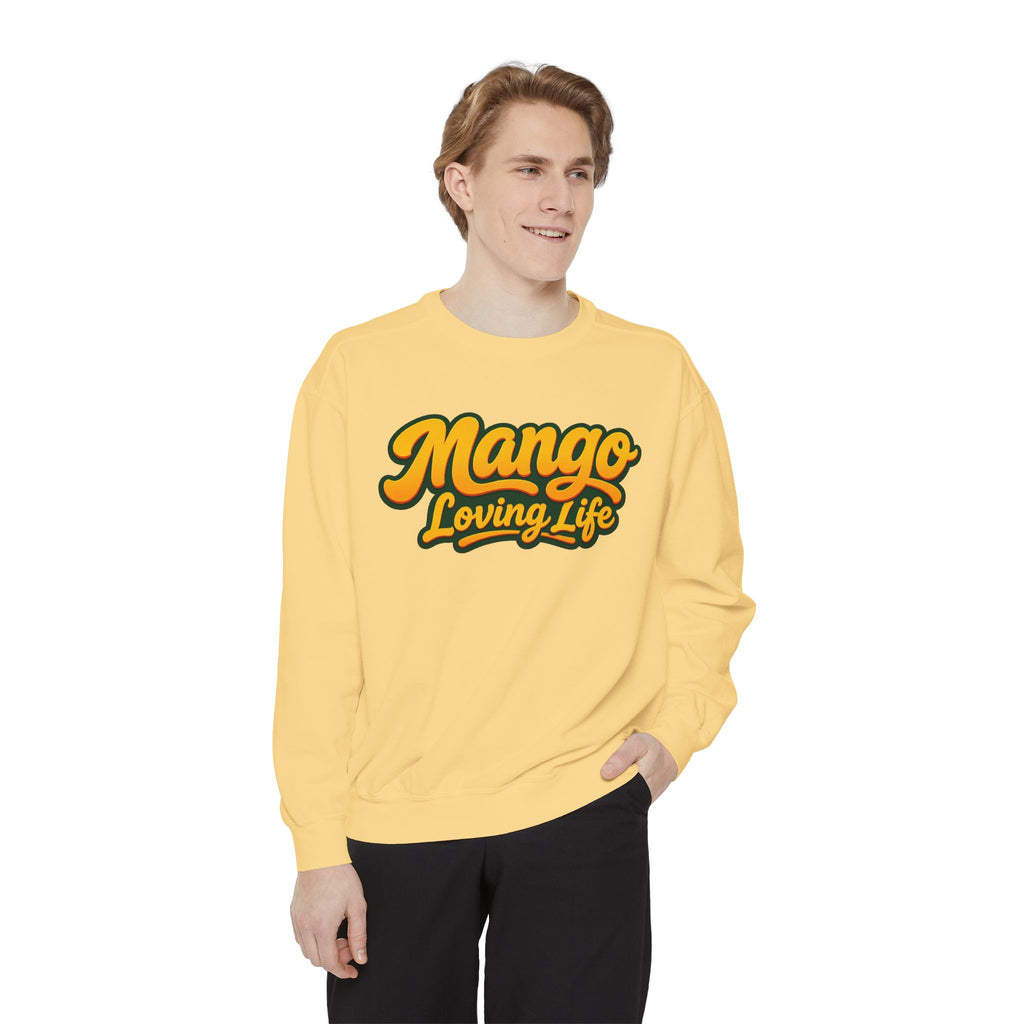 Mango Loving Life Sweatshirt — Retro Tropical Graphic Sweatshirt