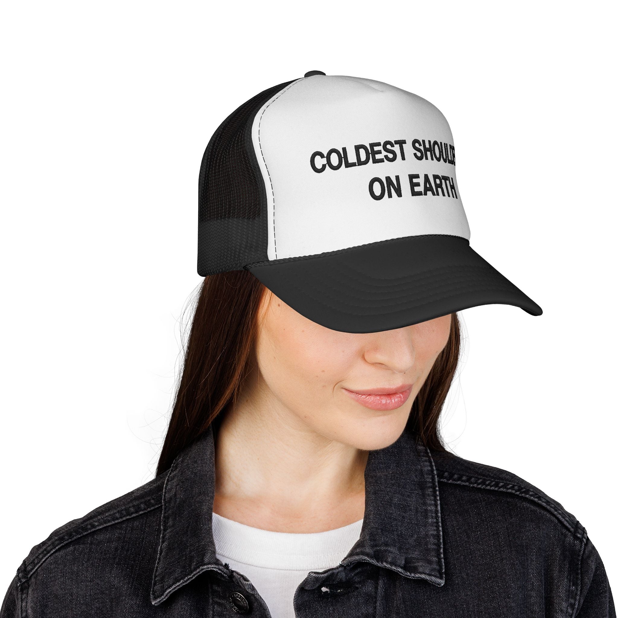 Trucker Cap — "Coldest Shoulder in the West" Embroidered Mesh Hat