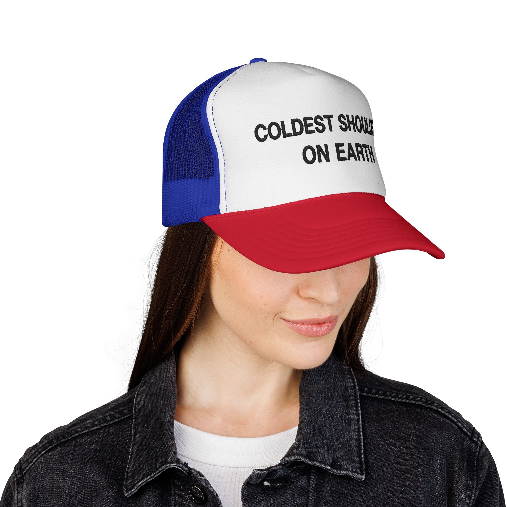 Trucker Cap — "Coldest Shoulder in the West" Embroidered Mesh Hat