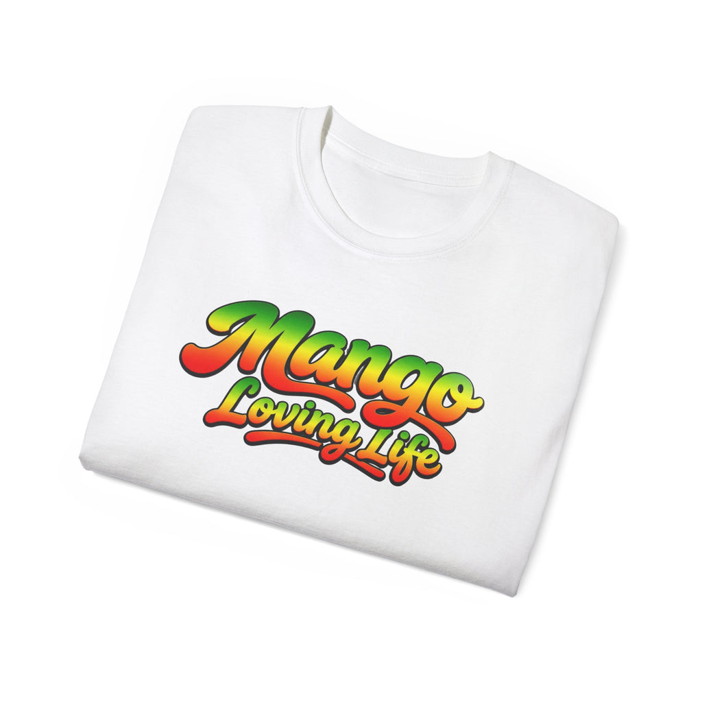 T-Shirt — "Mango Loving Life" Colorful Retro Fruit Graphic Tee