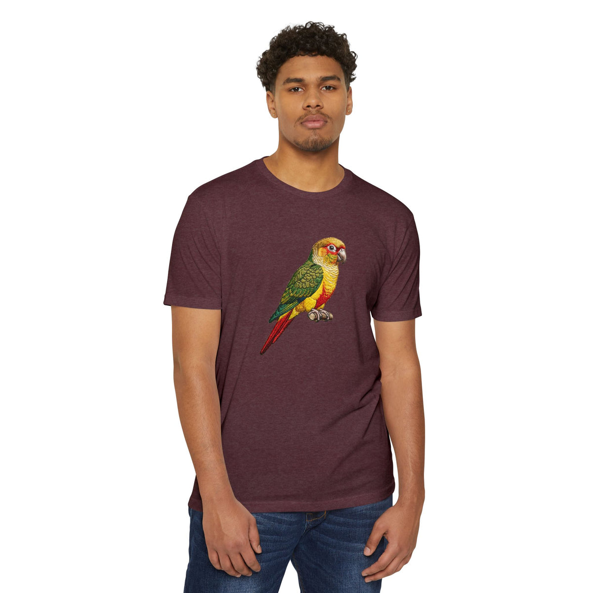 Green Cheek Conure Parrot T-Shirt — Vintage Tropical Bird Tee