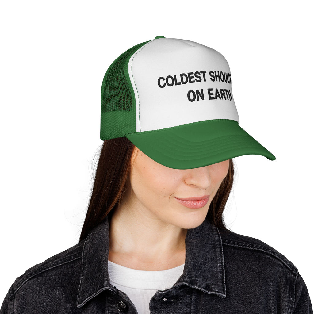 Trucker Cap — "Coldest Shoulder in the West" Embroidered Mesh Hat