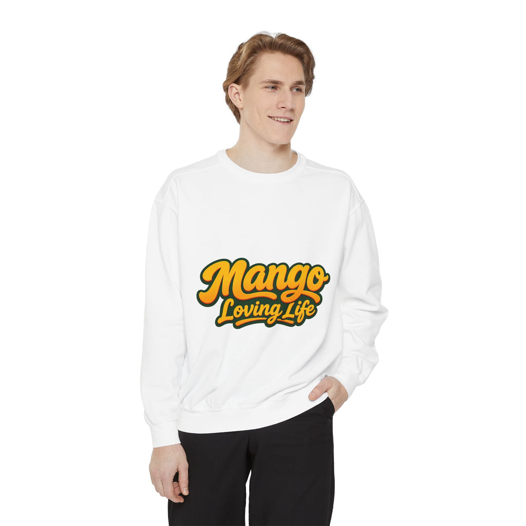 Mango Loving Life Sweatshirt — Retro Tropical Graphic Sweatshirt