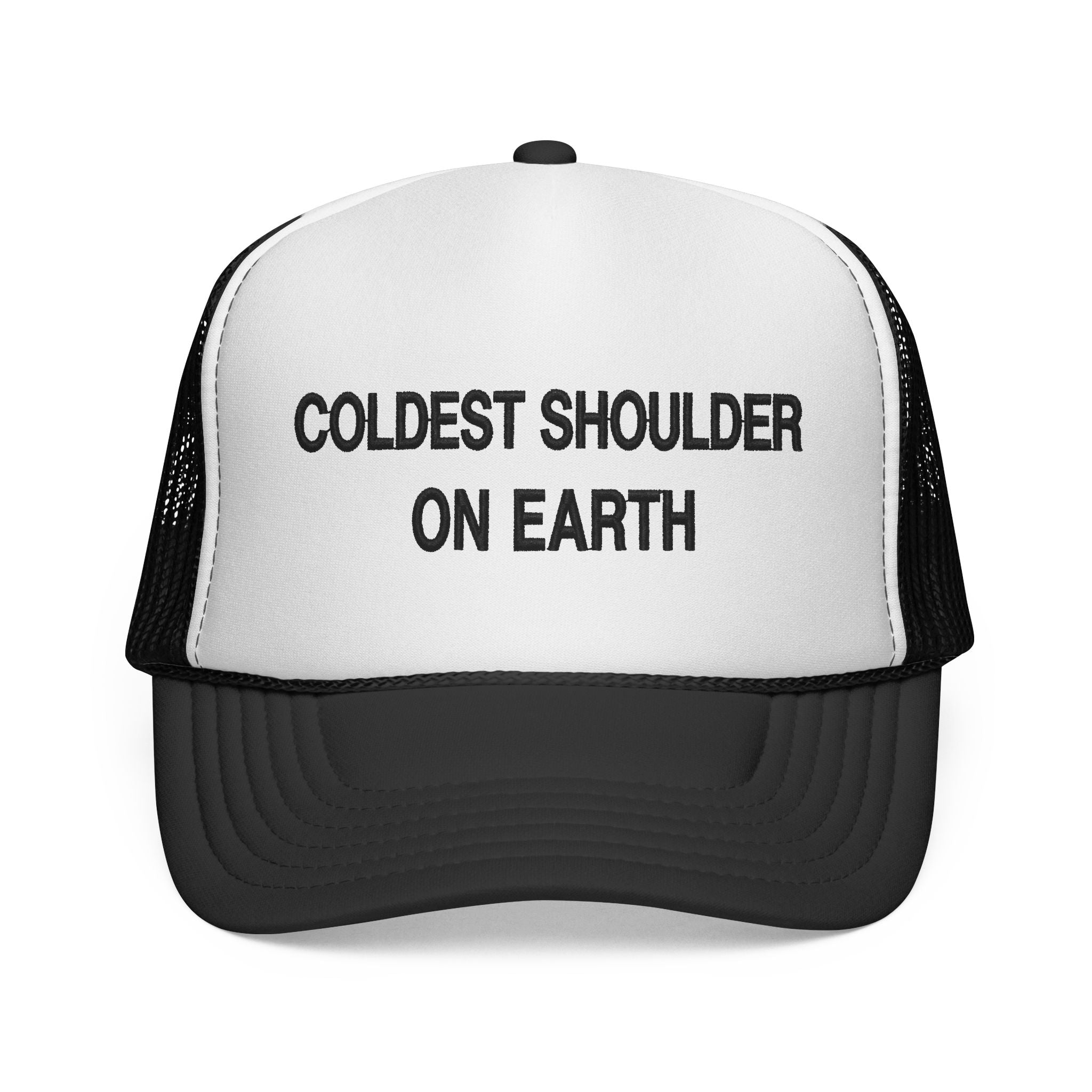 Trucker Cap — "Coldest Shoulder in the West" Embroidered Mesh Hat
