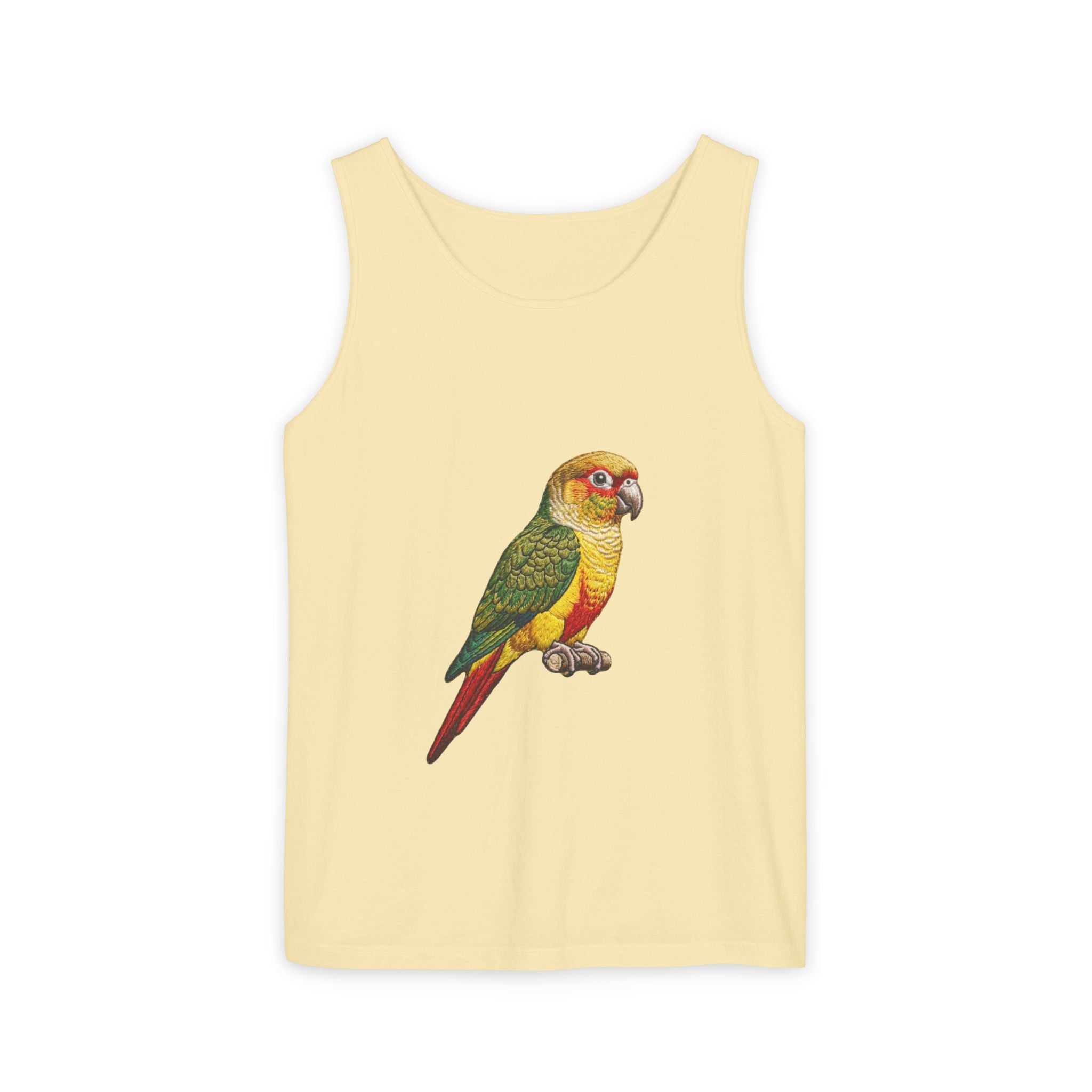 Parrot Vintage Print Tank Top — Colorful Conure Bird Graphic
