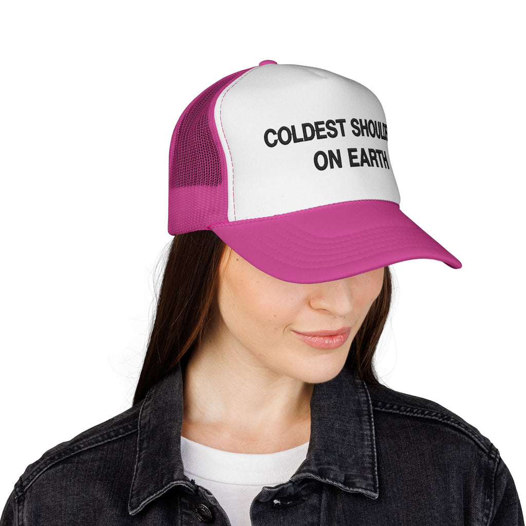 Trucker Cap — "Coldest Shoulder in the West" Embroidered Mesh Hat
