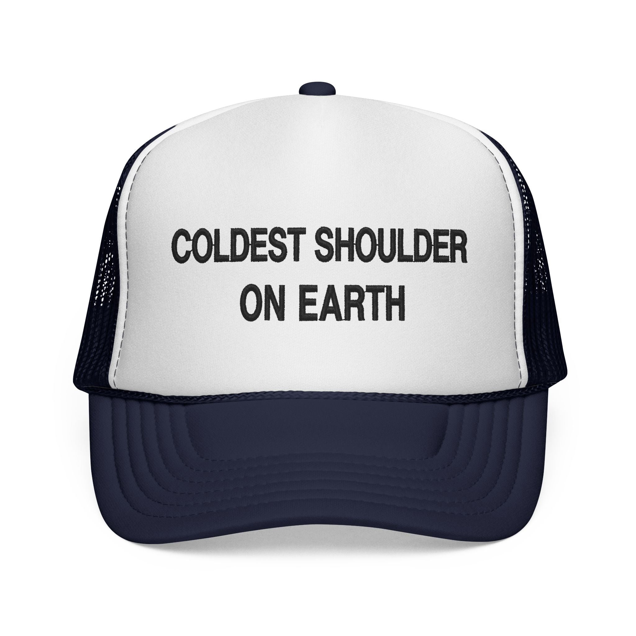 Trucker Cap — "Coldest Shoulder in the West" Embroidered Mesh Hat
