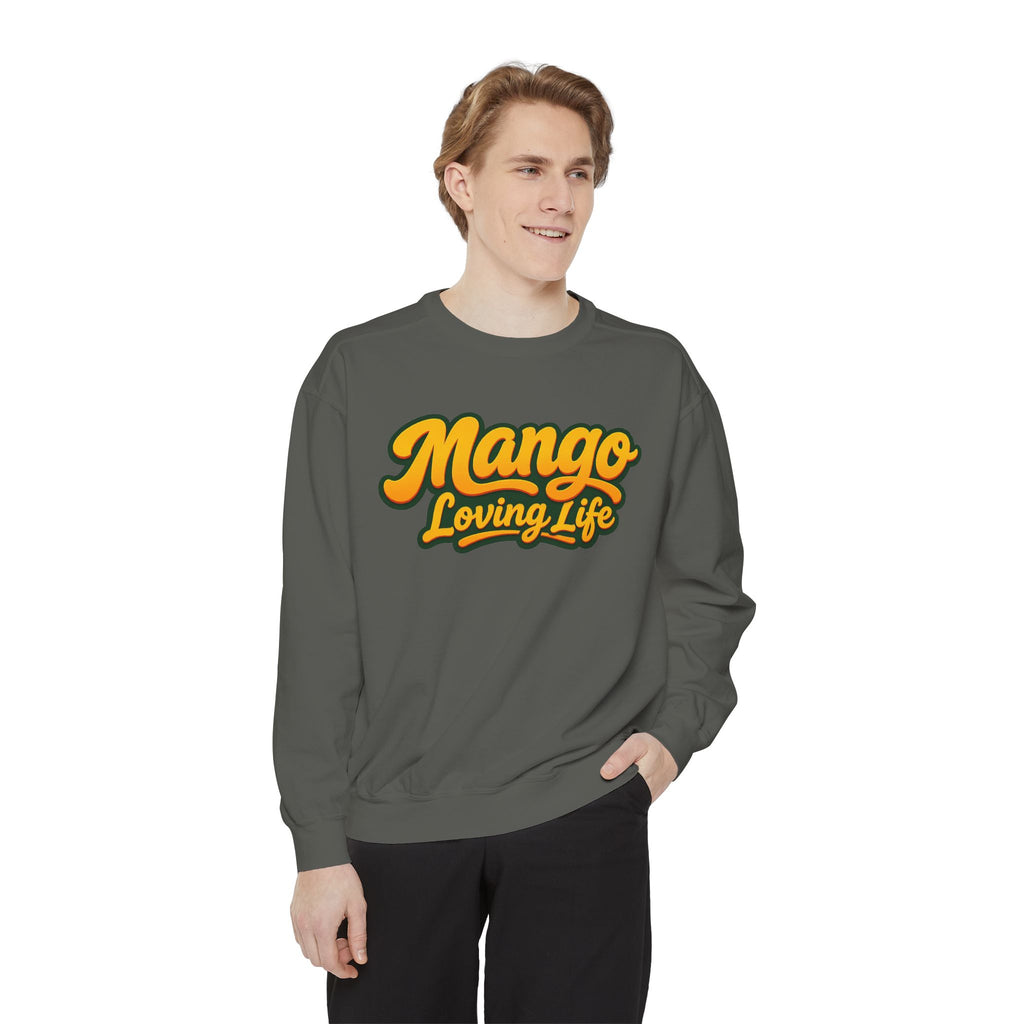 Mango Loving Life Sweatshirt — Retro Tropical Graphic Sweatshirt
