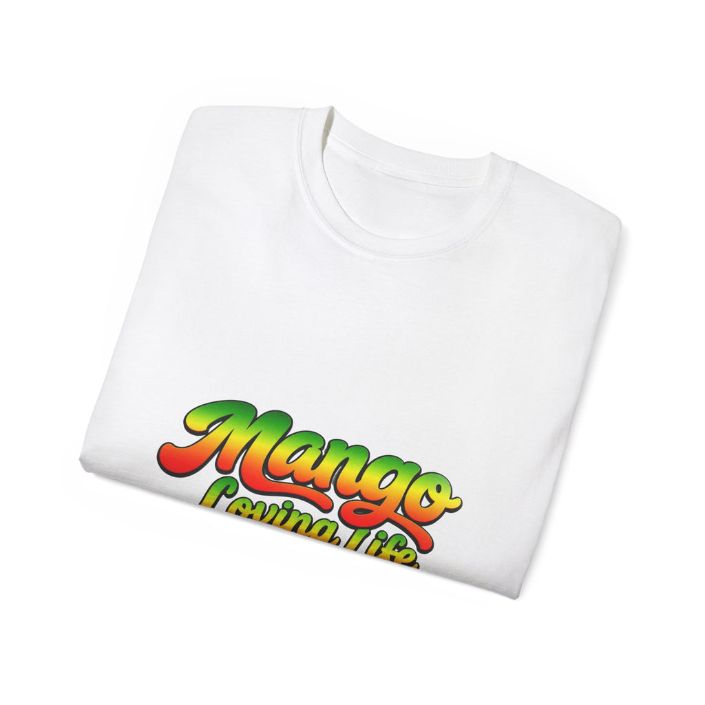 T-Shirt — "Mango Loving Life" Colorful Retro Fruit Graphic Tee