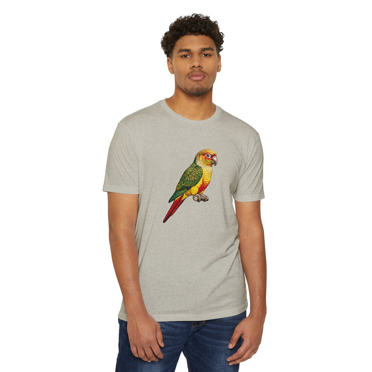 Green Cheek Conure Parrot T-Shirt — Vintage Tropical Bird Tee
