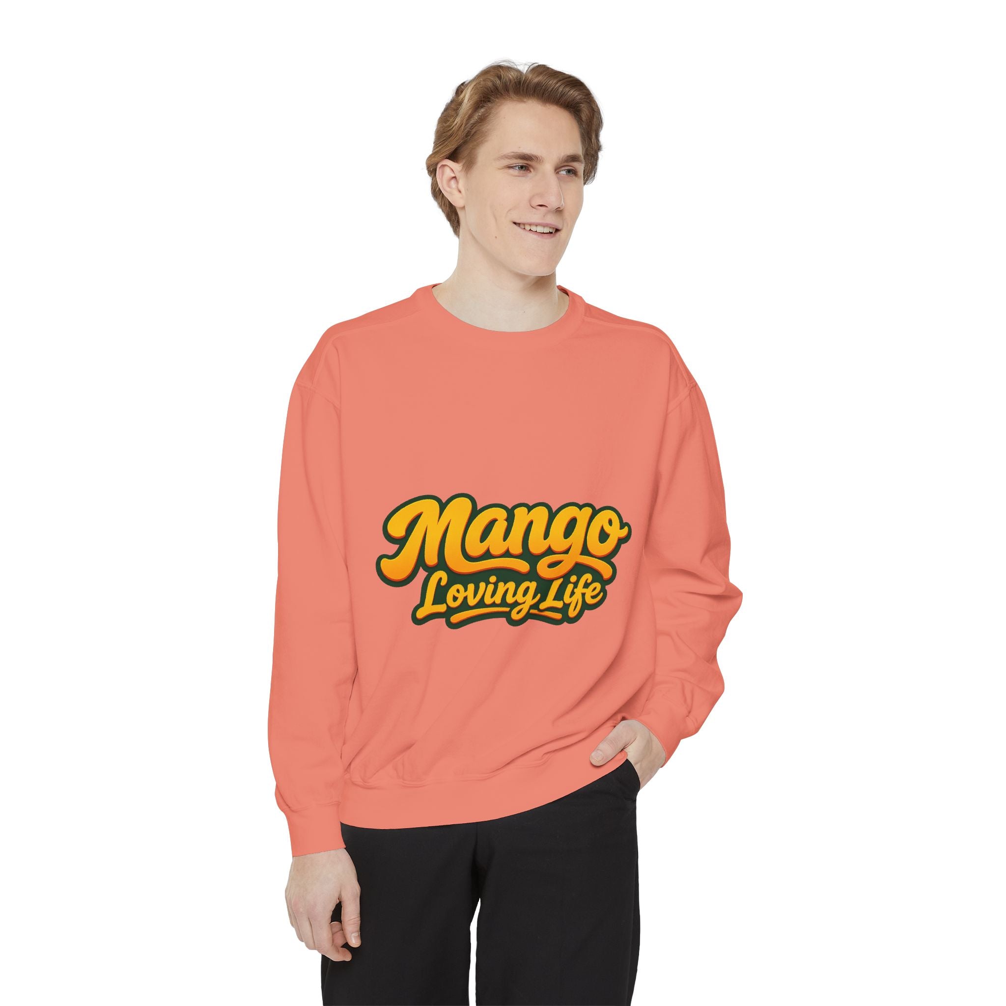 Mango Loving Life Sweatshirt — Retro Tropical Graphic Sweatshirt