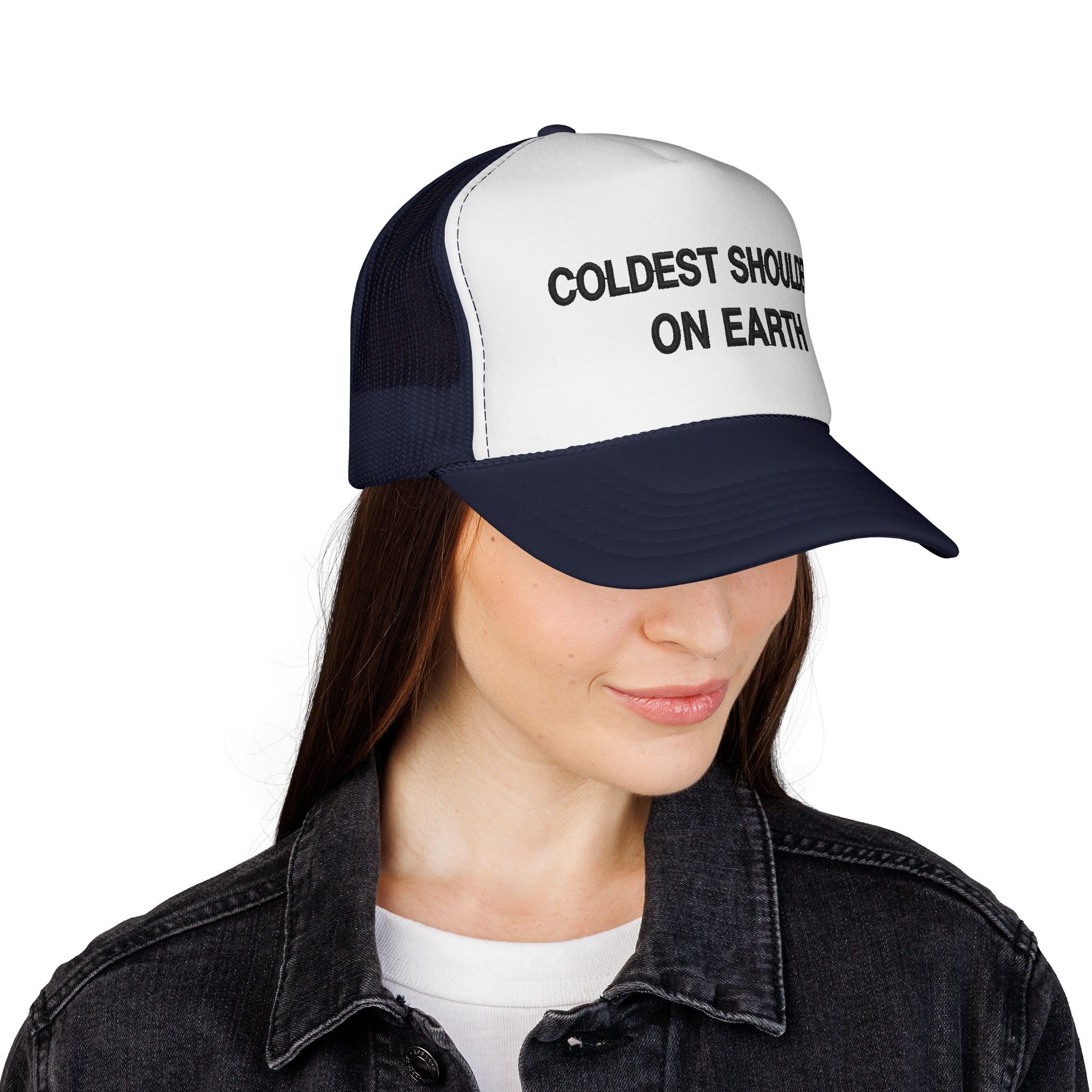 Trucker Cap — "Coldest Shoulder in the West" Embroidered Mesh Hat