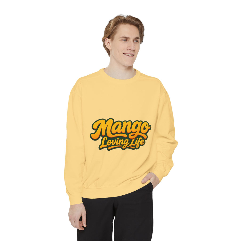Mango Loving Life Sweatshirt — Retro Tropical Graphic Sweatshirt
