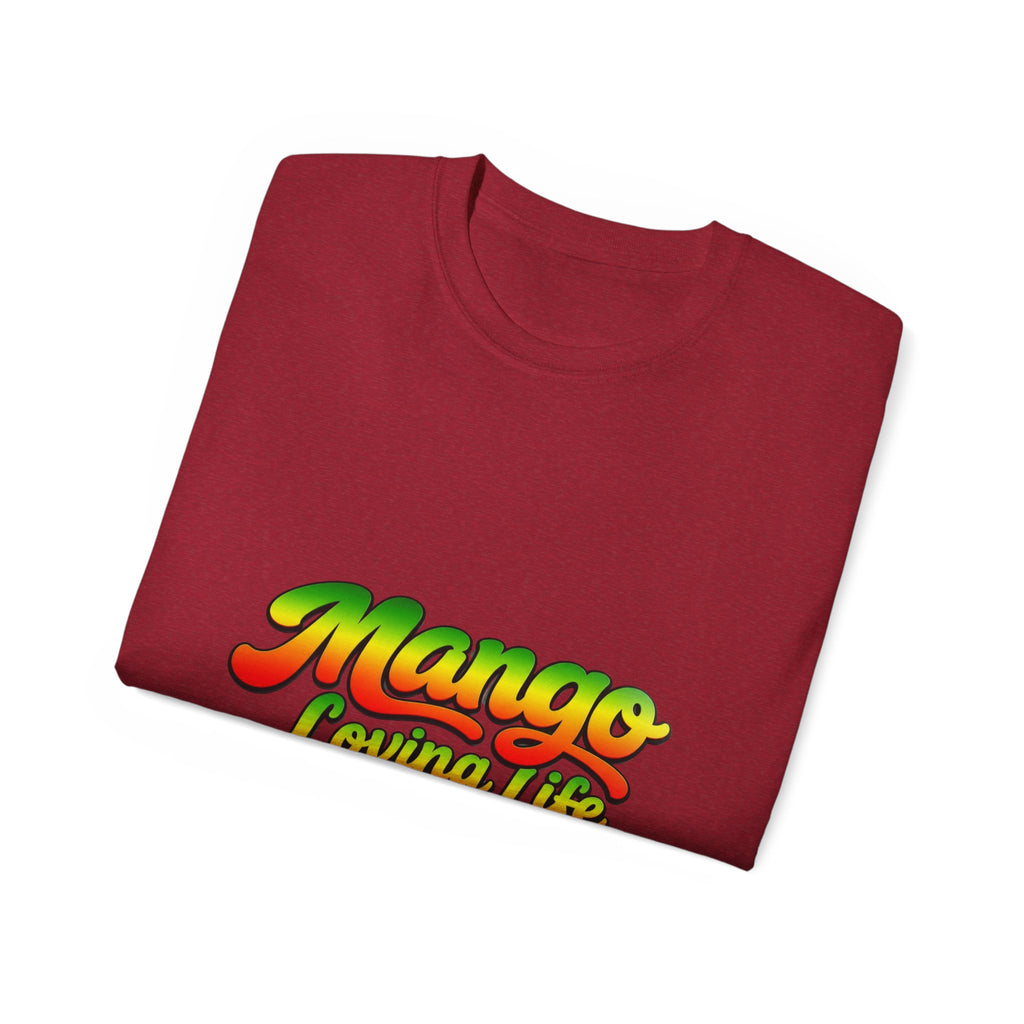 T-Shirt — "Mango Loving Life" Colorful Retro Fruit Graphic Tee